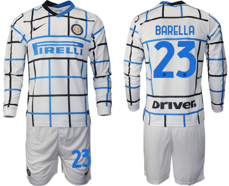 Men 2020-2021 club Inter milan away long sleeve #23 white Soccer Jerseys